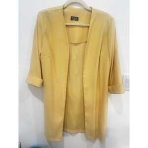 Vintage Helen Blake Butter Yellow Soft Knit long Open Cardigan Medium